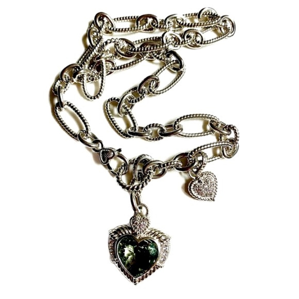 Vintage Judith Ripka Heart Pendant and Chain - Picture 3 of 16